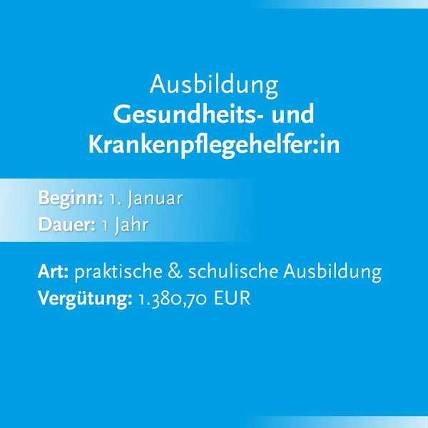 Eckdaten Gesundheits- und Krankenpflegehilfe Eckdaten Gesundheits- und Krankenpflegehilfe