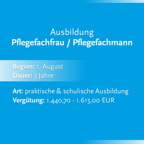 Eckdaten Pflegeausbildung Eckdaten Pflegeausbildung
